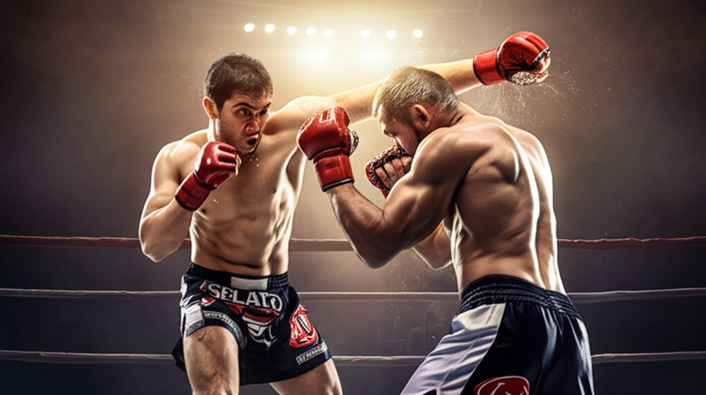 Dramatic knockout punch in an MMA fight