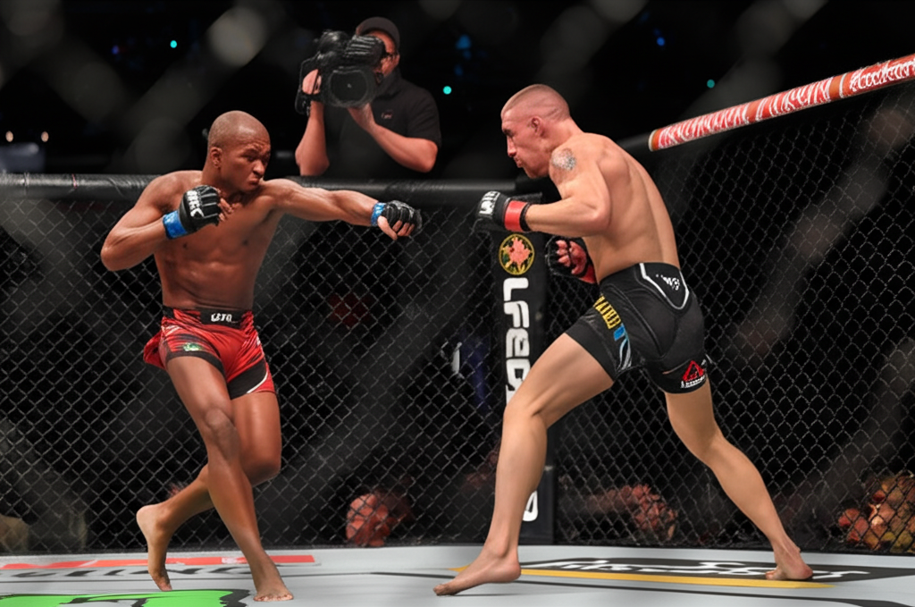 Intense action in the UFC octagon