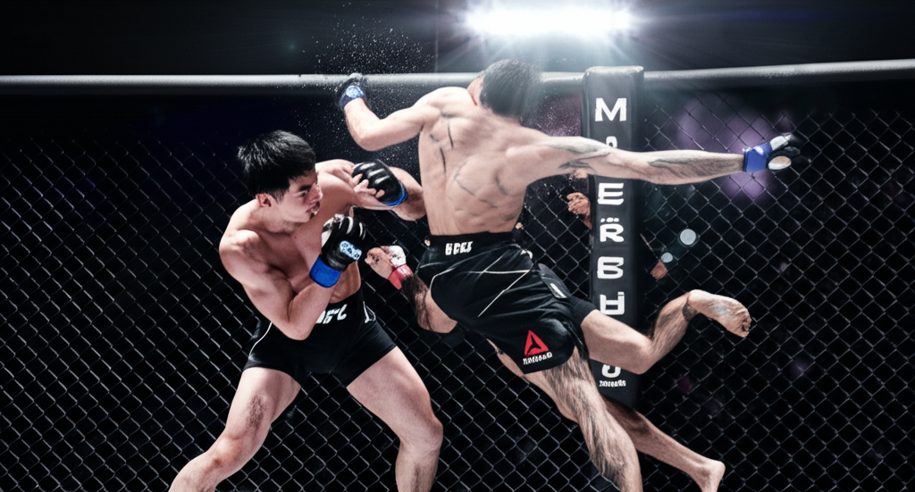 Knockout punch in MMA fight